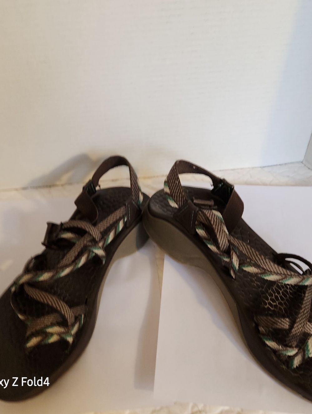 Women’s Brown Strappy Sport Sandals with Mint Accents